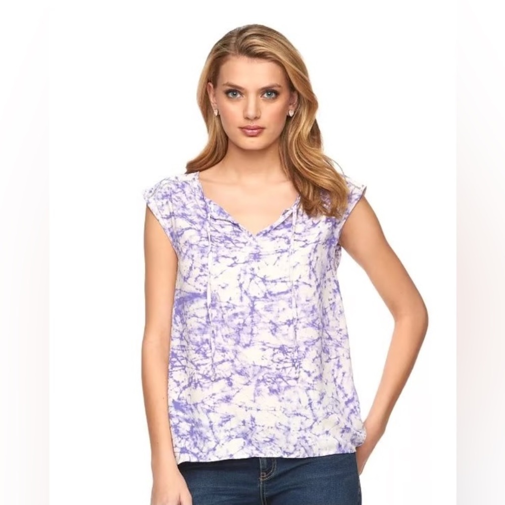 NEW Juicy Couture Purple and White Tie-Dye Bling Sleeve Top